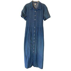 Robbie Bee Denim Button-Down Dress Short Sleeve 100% Cotton Blue Size 14